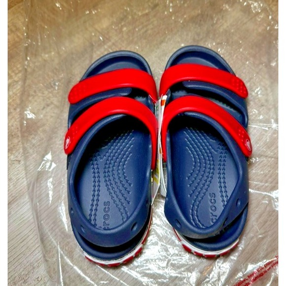 Toddler C12 Crocband Cruiser Sandal Unisex Kids Navy/Varsity Red Ajustable NWT - Picture 5 of 5